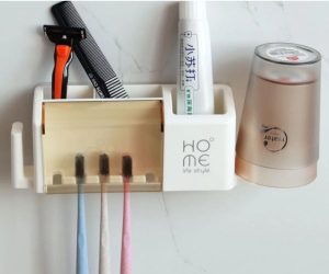 Toothbrush Holder - Modern All in One Bathroom Shelf