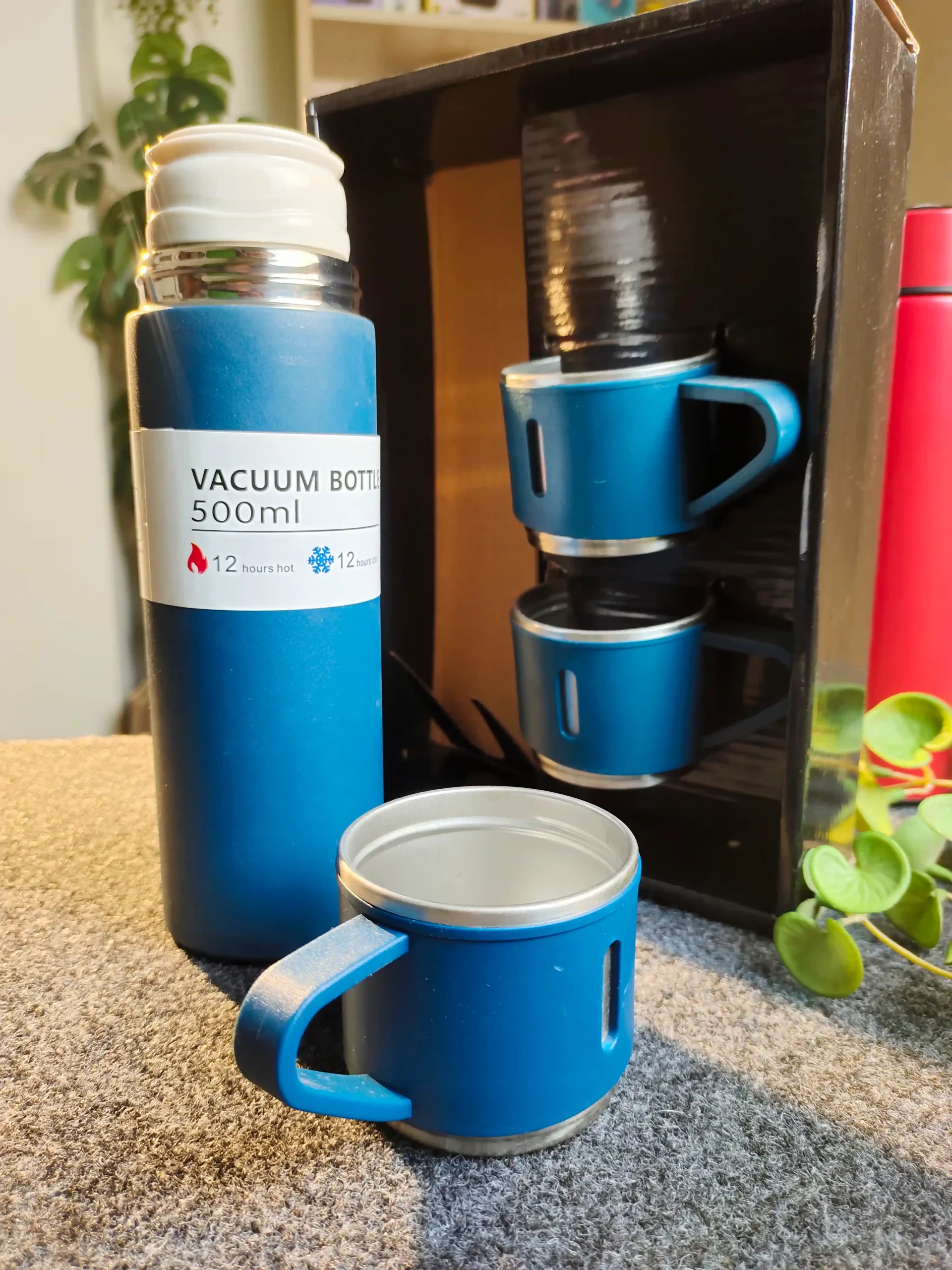 Premium Vacuum Flask Set (1 Flask + 2 Cups) - Image 7