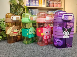 Kids Double Chamber Water Bottle – Water & Juice Combo Bottle